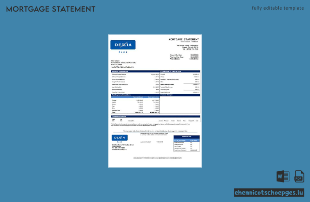 Israel Dexia Bank Hypothekenabrechnung – Beispiel-Word- und PDF-Vorschau